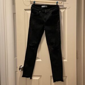 Zara Women's Distressed Black Skinny Jeans